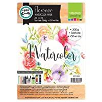Vaessen Creative Papel de Acuarela Florence A4- Marfil- 300 GSM- Calidad de Artista- Superficie Texturizada- 10 Hojas…